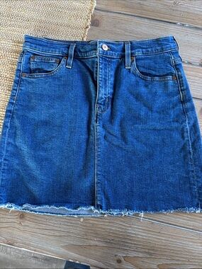 J Crew Merc Blue Denim Mini Skirt - Raw Hem